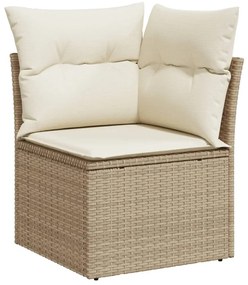 vidaXL bézs polyrattan kerti sarokkanapé párnával