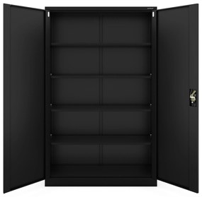 JAN II irodai, irattartó fémszekrény, 1150 x 1850 x 400 mm, fekete