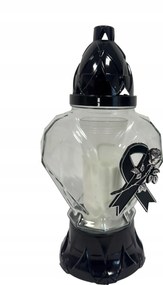 Modern szív alakú mécses masnival és ezüst rózsával 26 cm