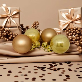 Pezsgőszínű üveg karácsonyi gömb szett 16*3cm