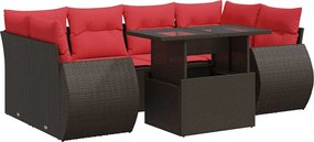 vidaXL 7 részes barna polyrattan akácfa kerti ülőgarnitúra párnákkal