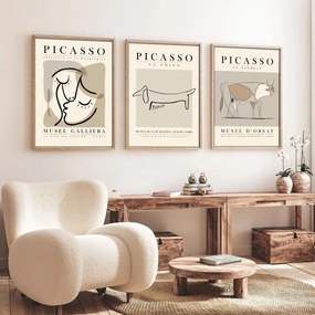 Huhu253 keretezett MDF falikép, 50 x 70 cm, 3 db-os szett