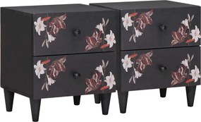 vidaXL Éjjeli asztal 2 pcs Barna 40 x 33,5 x 46 cm Tömör Mangófát