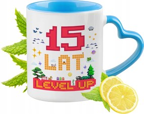 Születésnap 15 15-es 15. Kék Bögre Szív Alakú Füllel Ajándék