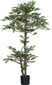 Outsunny 150 cm Mesterséges Ficusz Fa Dísznövény Cserépben Otthonra, nappalira, irodába Ø15x150 cm Zöld | Aosom