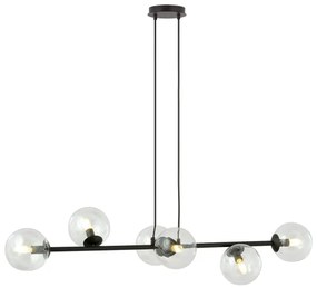 Csillár zsinóron ROSSI 6xE14/10W/230V fekete/átlátszó