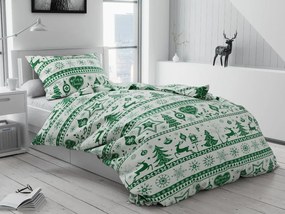 Pamut lepedők Karácsonyi zöld Christmas lepedők TiaHome - 1x Párna 90x70cm, 1x Paplan 140x200cm