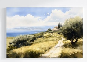 Vászonkép Canvas Tájkép Kilátás Olaszország Toszkána Szőlő Tenger 60x40