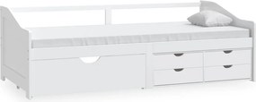 vidaXL fehér 3 személyes tömör fenyőfa kanapéágy fiókokkal 90 x 200 cm