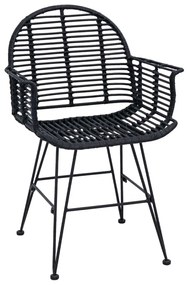 Étkezőszék 2 pcs Fekete 57 x 54.5 x 85 cm Rattan és Vas