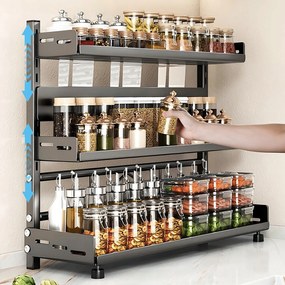 Konyhai Polc Fűszertartó Állvány Fém Rendszerező Polc 3 Szint