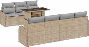 vidaXL Kerti Kanapé Szett párnával 8 pcs Bézs Poli rattan
