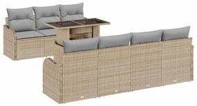vidaXL Kerti Kanapé Szett párnával 8 pcs Bézs Poli rattan