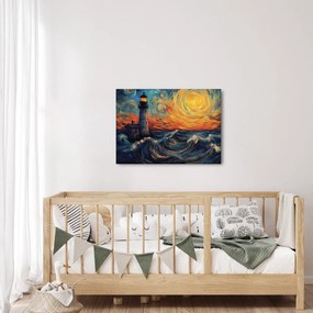 Kép - Világítótorony a hullámokban (70x50 cm)