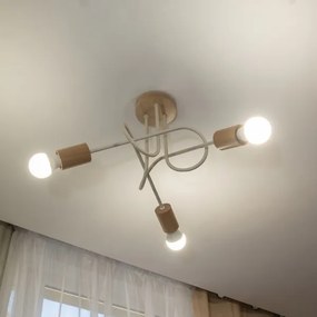 Felületre szerelt csillár OXFORD 3xE27/15W/230V fenyő/krémszínű