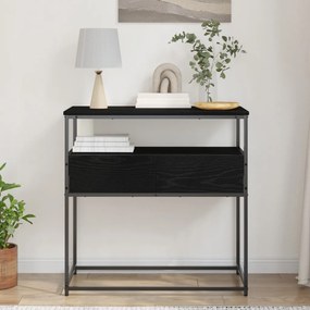 Konsol asztal Fekete Tölgy 75x40x75 cm Mérnöki Fa és Acél