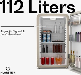 Klarstein Audrey Evo hűtőszekrény, 112 l, retro kivitel, csendes, kompakt, 3 szín