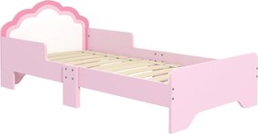 ZONEKIZ Gyermekágy 3-6 Éveseknek 143 x 74 x 55 cm Felhő Mintával - Rácsos Alap Tartozék, Modern Rózsaszín Szoba | Aosom