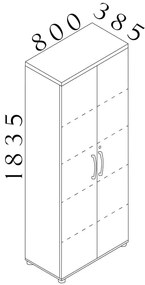 Magas szekrény Visio LUX 80 x 38,5 x 183,5 cm, tölgy