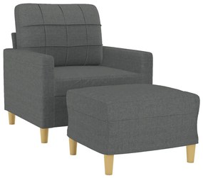 sötétszürke szövet kanapéfotel lábtartóval 60 cm