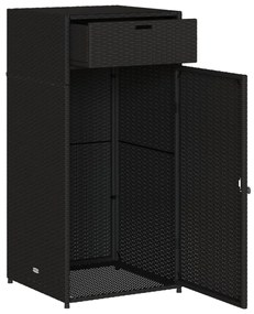fekete polyrattan kerti tárolószekrény 55 x 55 x 111 cm
