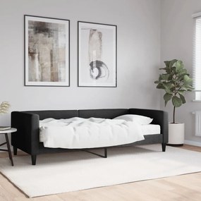 fekete szövet kanapéágy matraccal 90 x 190 cm