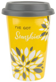 Florina Sunshine porcelán bögre szilikon fedéllel, 380 ml