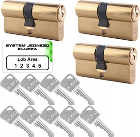 3 db 30/30 sárgaréz betét Lob Ares egykulcsos rendszer