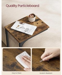 VASAGLE C alakú oldalasztal rusztikus barna és fekete színben