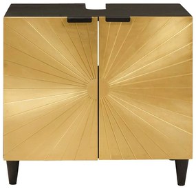 Mosdókagyló szekrény polcokkal Fekete és Arany 62 x 33 x 58 cm