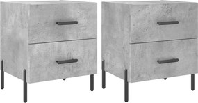 vidaXL 2 db betonszürke szerelt fa éjjeliszekrény 40 x 35 x 47,5 cm