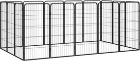 vidaXL 16-paneles fekete porszórt acél kutyakennel 50 x 100 cm
