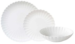 Fehér prémium porcelán 18 részes étkészlet hullámos Easy Life Lifestyle
