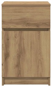 kézműves tölgy színű szerelt fa éjjeliszekrény 39x35x65 cm