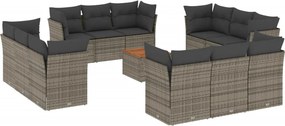 vidaXL 13 részes szürke polyrattan kerti ülőgarnitúra párnákkal