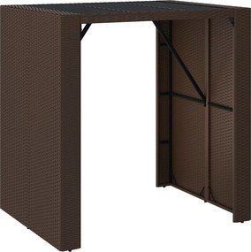 vidaXL barna polyrattan kerti asztal üveglappal 105 x 80 x 110 cm