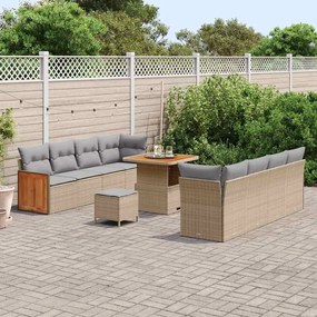 Kerti Kanapé Szett 11 pcs Beige és világosszürke