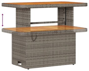 12 darabos kerti kanapé szett párnákkal, szürke poli rattan akáccal, 3 darabos kerti étkező szett párnákkal, szürke poli rattan akáccal