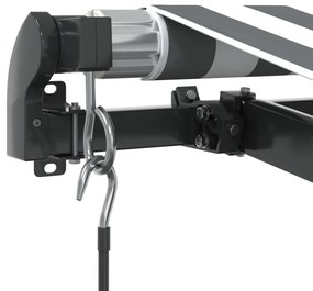 antracitszürke-fehér LED-es kézi napellenző 450 x 300 cm