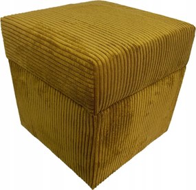 Négyzet alakú nyitható puff poso mustár színben