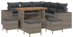 vidaXL Kerti Kanapé Szett párnával tárolóval párnával 9 pcs Szürke