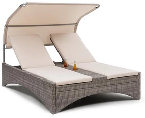 Blumfeldt Eremitage Double Lounger, kétszemélyes napozóágy, alumínium / rattan, sötétszürke