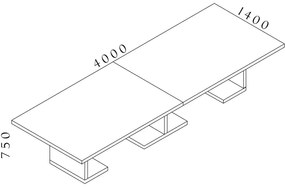 Lineart tárgyalóasztal 400 x 140 cm, világos bodza