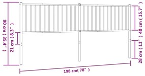 fekete fém fejtámla 193 cm