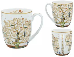 Porcelán bögre 400 ml fém díszdobozban Klimt Életfa fehér arany mintás
