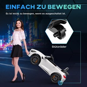AIYAPLAY Elektromos gyerekautó, Mercedes, 3-5 km/h, távirányító, fények és zene, fehér