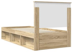 vidaXL Ágykeret fejtámlával Sonoma 100 x 200 cm Tömör fenyőfa