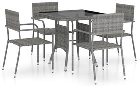 5 részes szürke polyrattan kerti étkezőgarnitúra