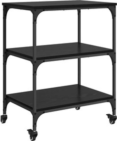 vidaXL Konyhai kocsi Fekete tölgy 60 x 41 x 76 cm Faanyag