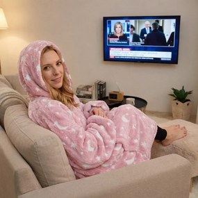 Zaparkorun Sötétben világító takaró ujjal és kapucnival - Rózsaszín